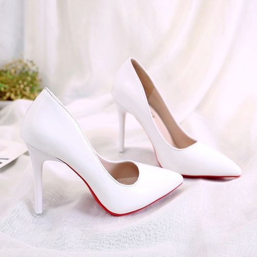 white heeled shoes
