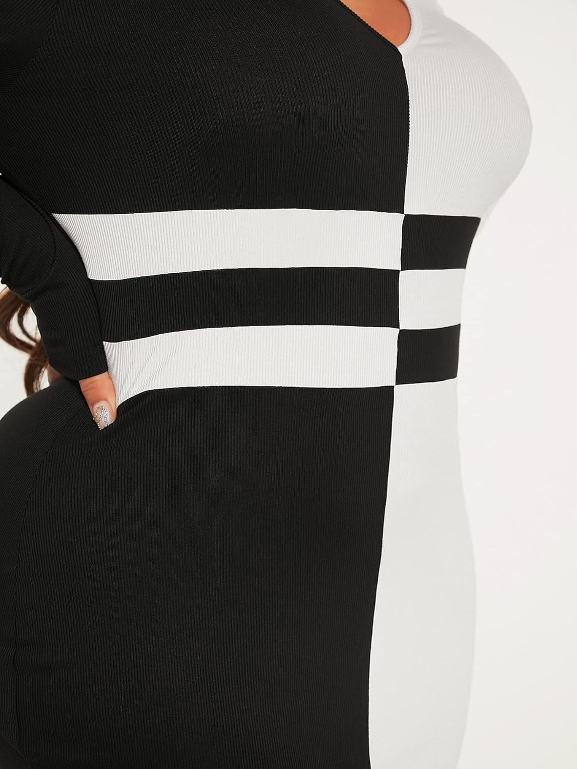two tone bodycon dress Sexy Two-tone Black And White Bandage Dress